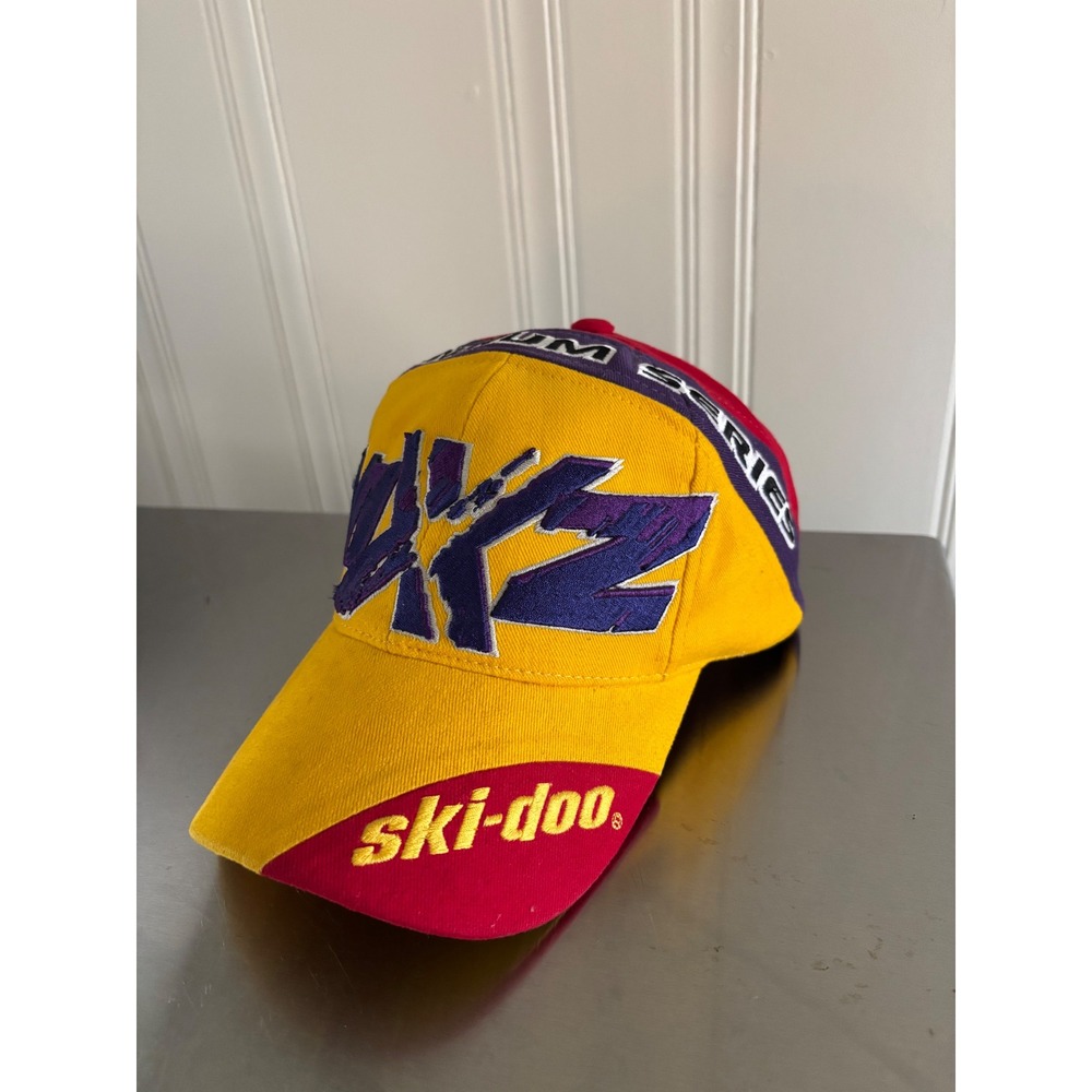 Ski-Doo Sno Gear MX-Z Millennium Series Snapback Hat Yellow Red Purple Vintage